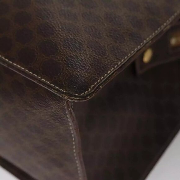 CELINE Macadam Canvas Hand Bag PVC Leather Brown Gold Auth - Picture 13 of 16